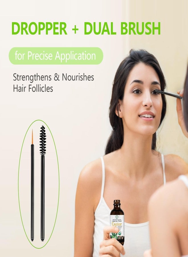 MMPANG Jamaican Black Castor Oil - USDA Certified 100% Organic Jamaica Oils for Hair Growth Cold Pressed, Hexane-Free, Glass Bottle Dropper & Dual Brush, Thicker Eyelashes, Brows & Scalp Care, 2oz - Image 3
